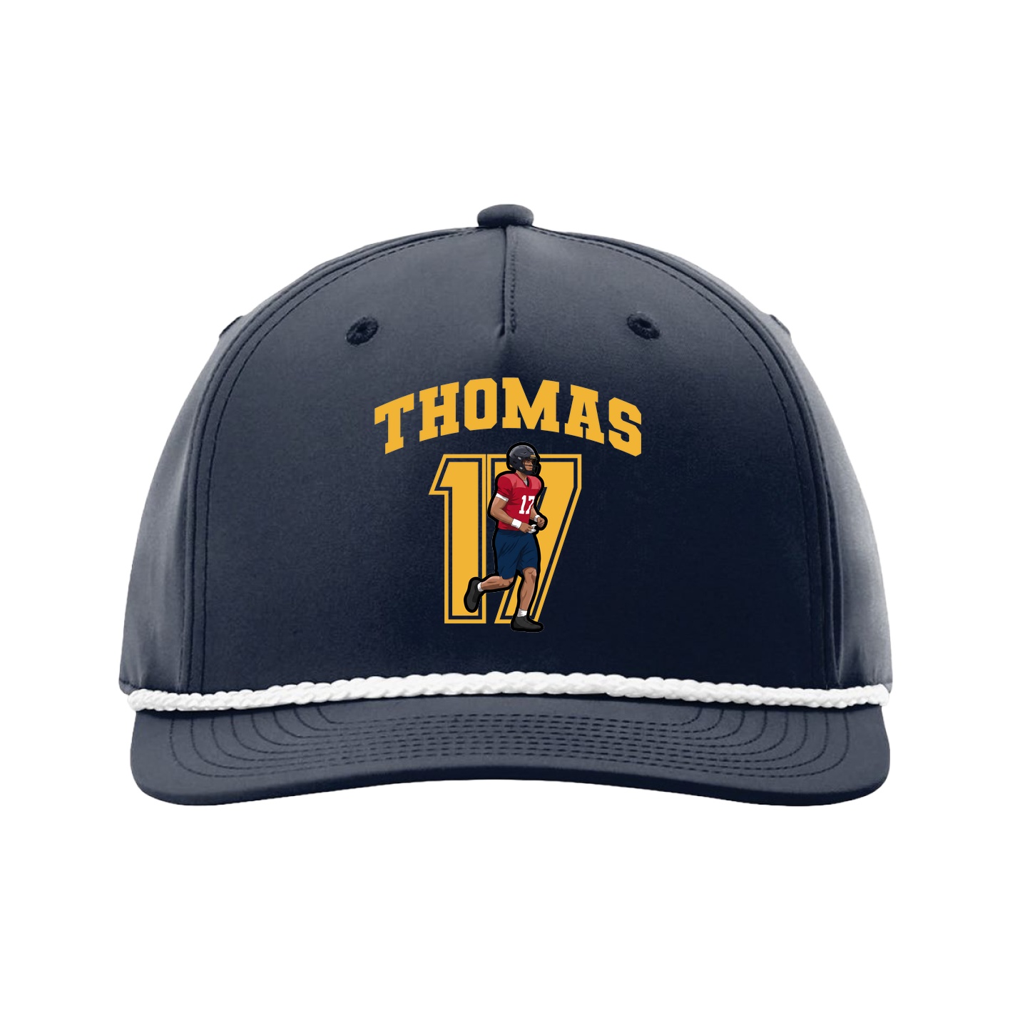 Five-Panel Classic Rope Cap — Number in Navy