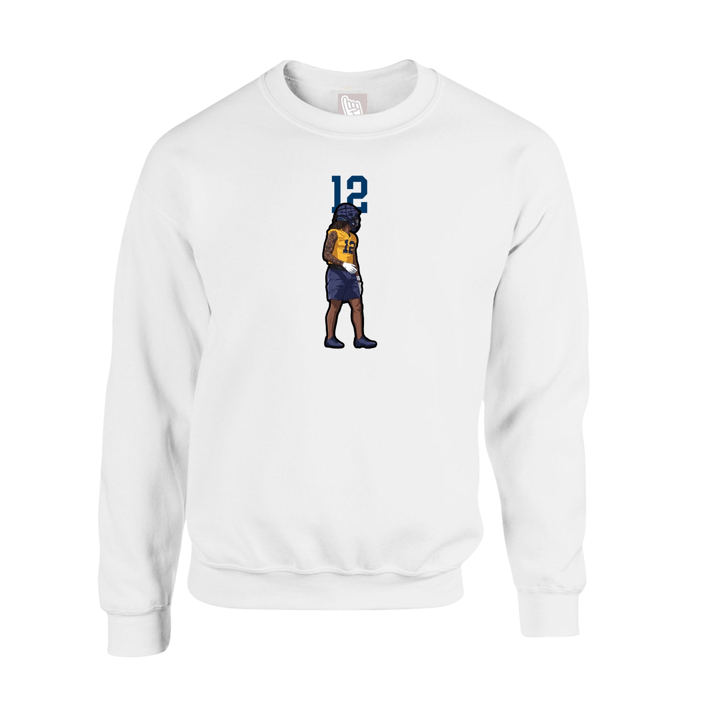 Fleece Crew — Number Top in White