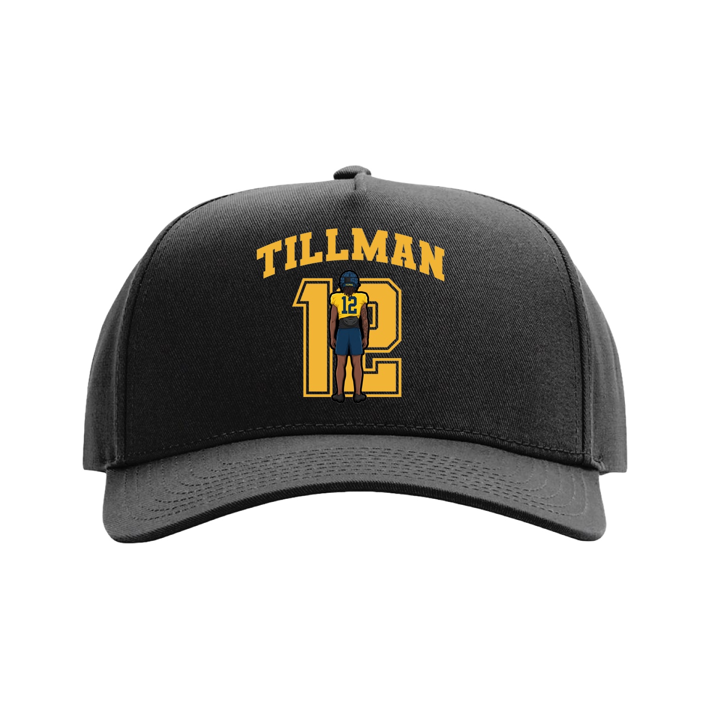 Full Fabric Five-Panel Champ Cap — Number in Black