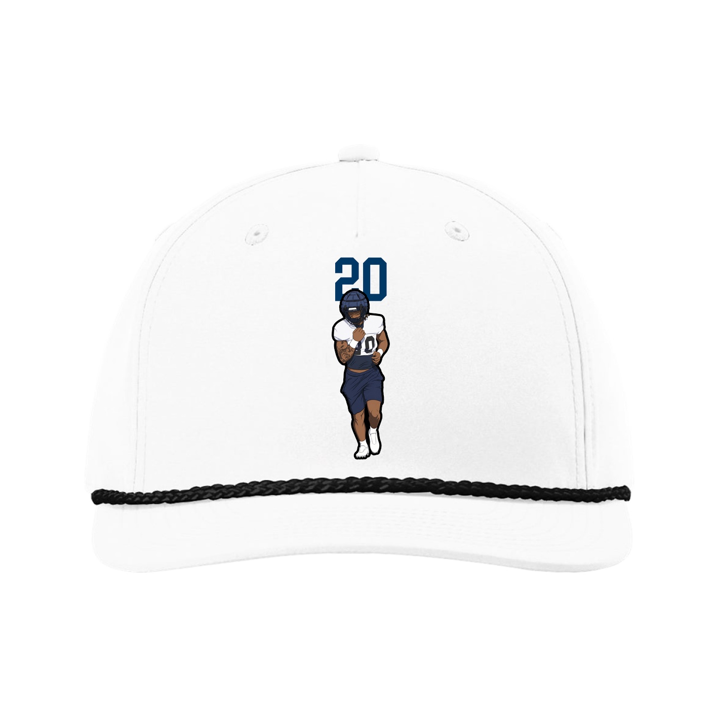 Five-Panel Classic Rope Cap — Number Top in White