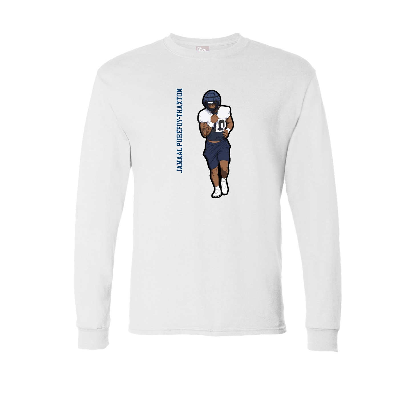 Long Sleeve Tee — Name Vertical in White