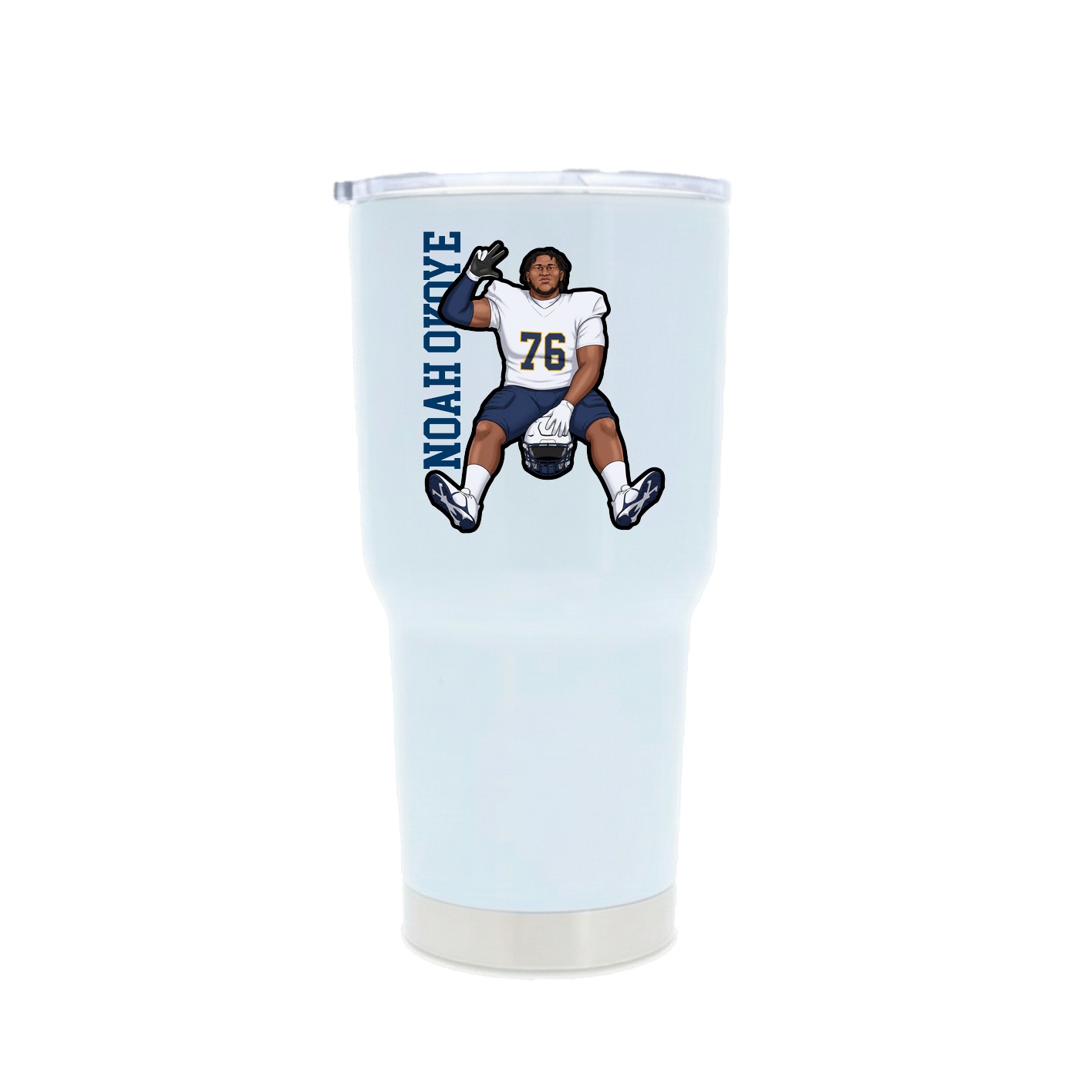 30oz Stainless Steel Tumbler — Name Vertical in White