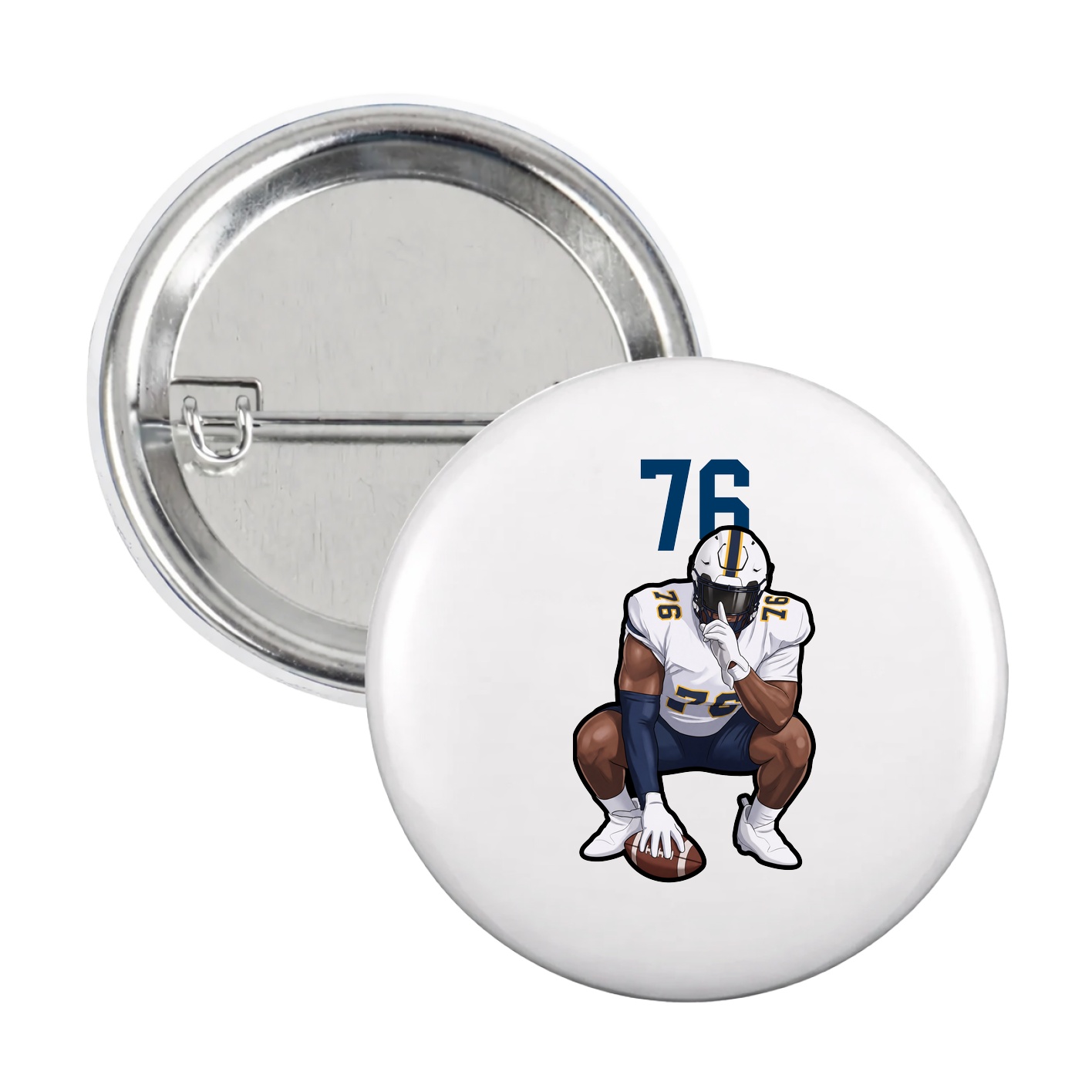 Game Day Button — Number Top in White