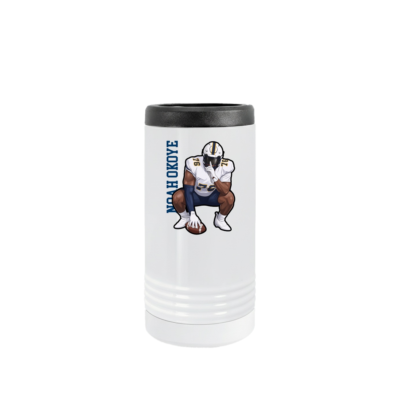 Slim Beverage Holder — Name Vertical in White