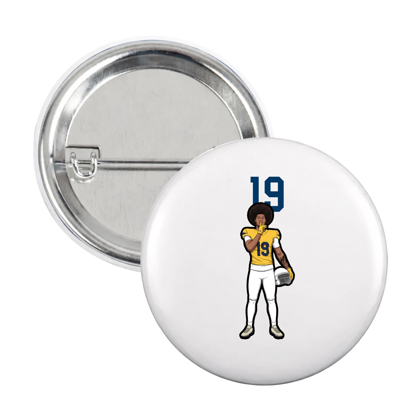 Game Day Button — Number Top in White