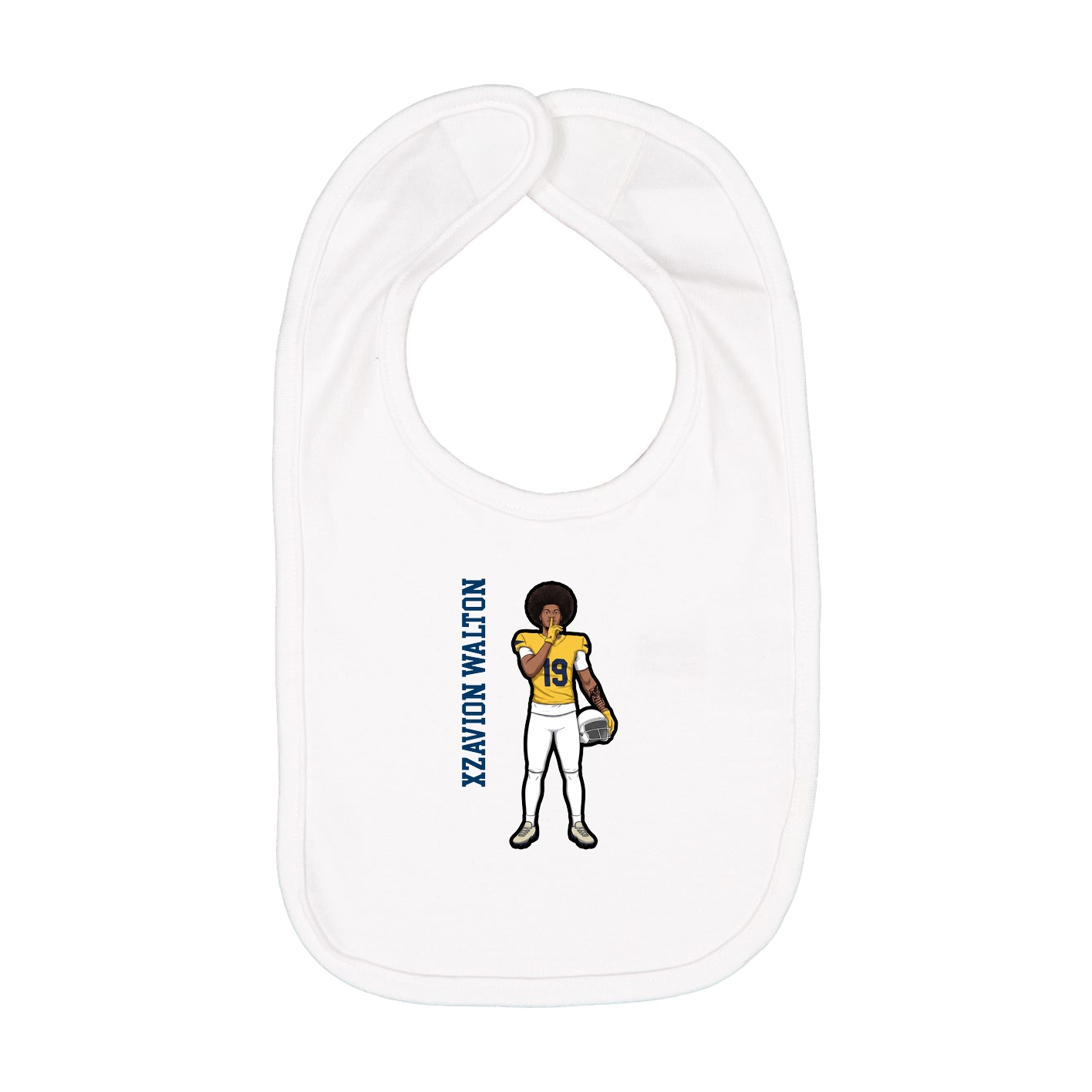 Infant Bib — Name Vertical in White