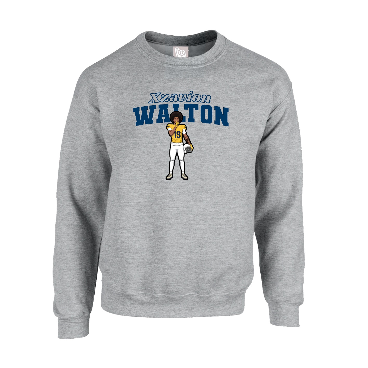 Fleece Crew — Name Arch in Grey