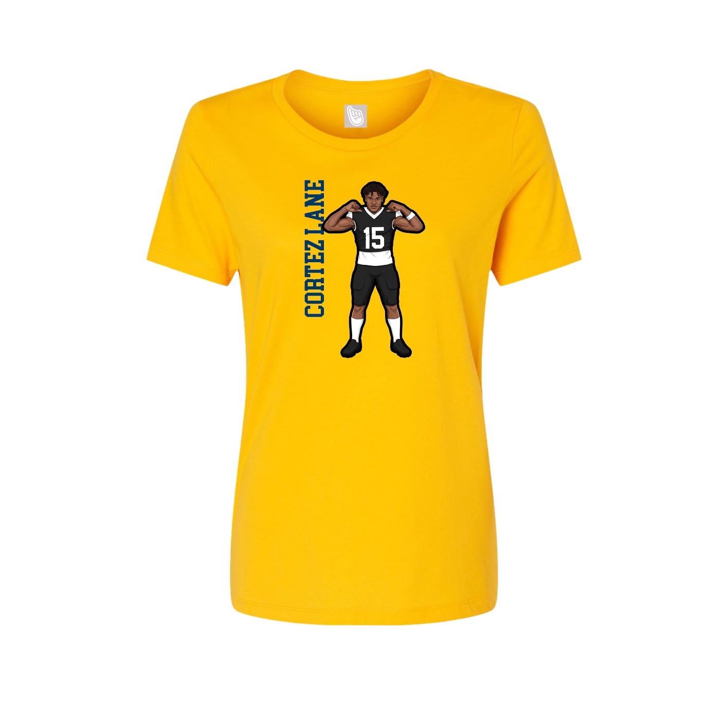 Fitted Women's Tee — Name Vertical in Gold