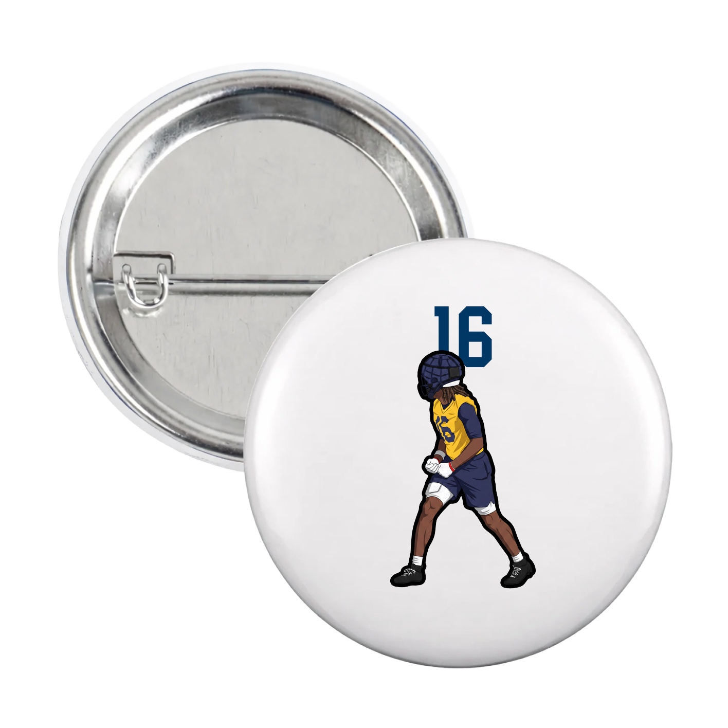 Game Day Button — Number Top in White