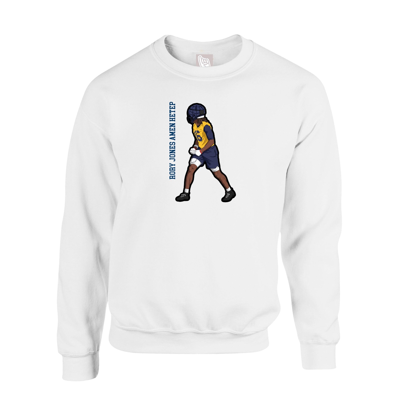 Fleece Crew — Name Vertical in White