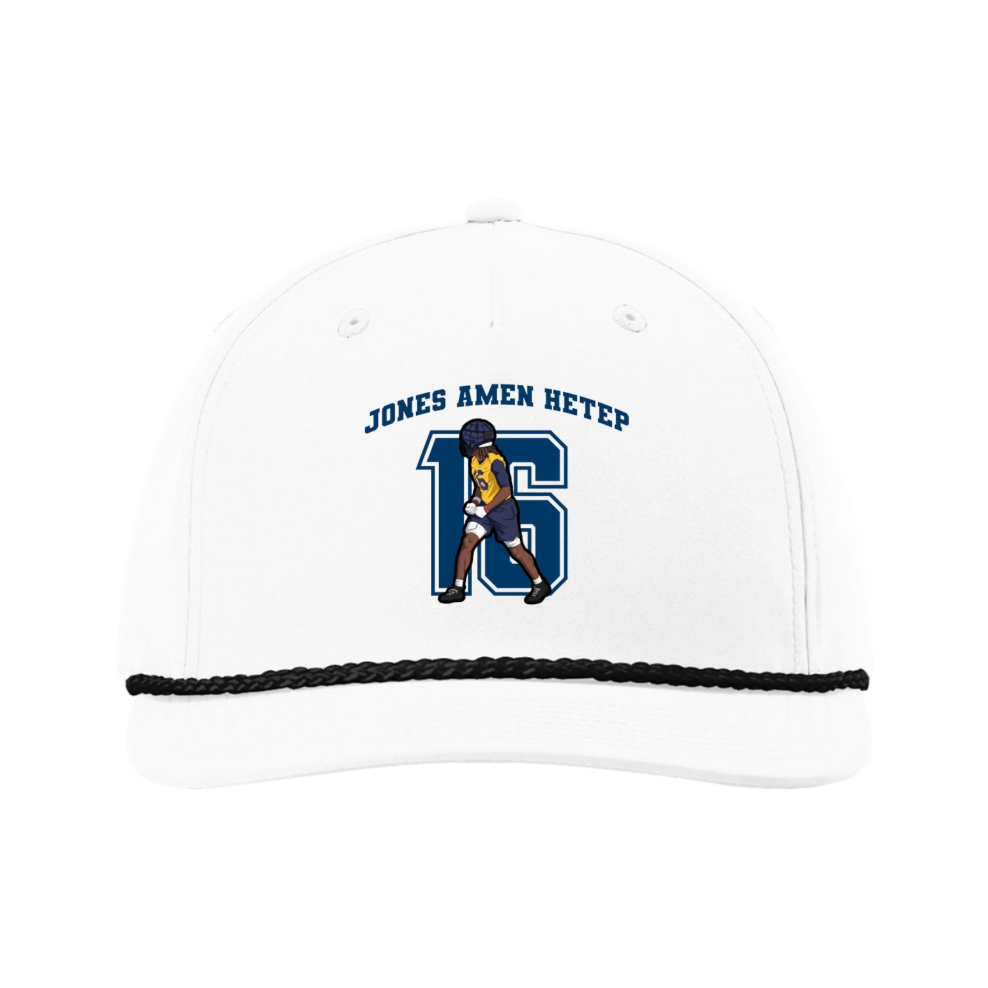 Five-Panel Classic Rope Cap — Number in White