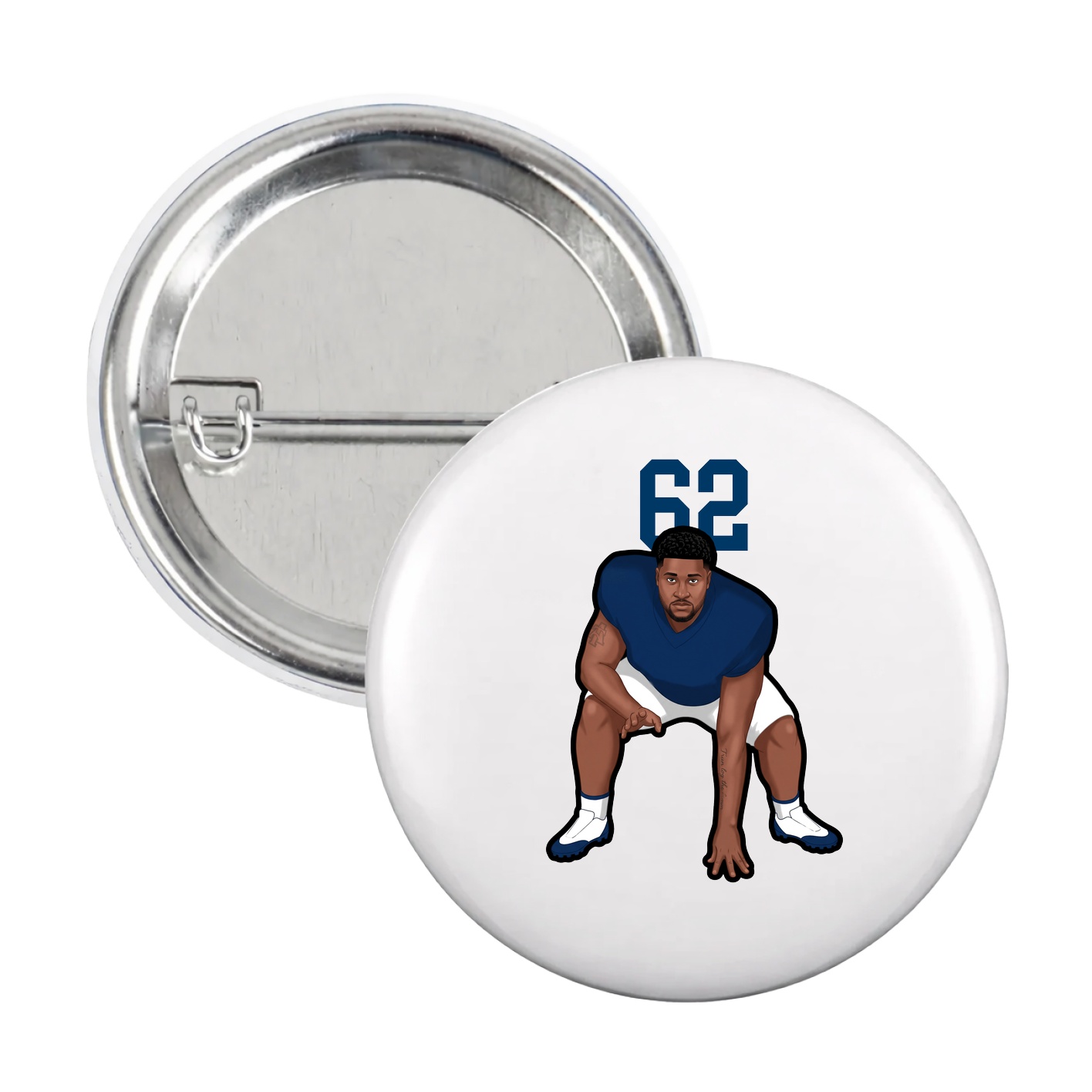 Game Day Button — Number Top in White