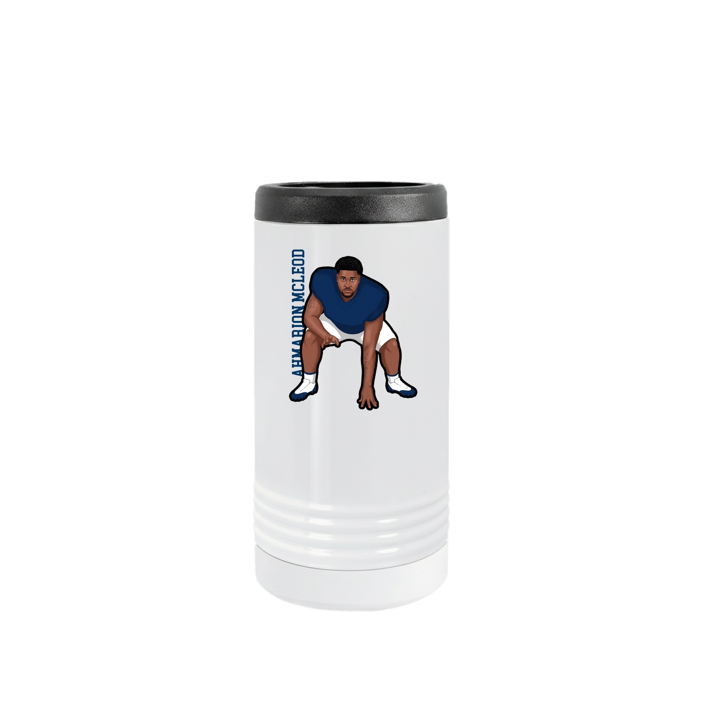 Slim Beverage Holder — Name Vertical in White