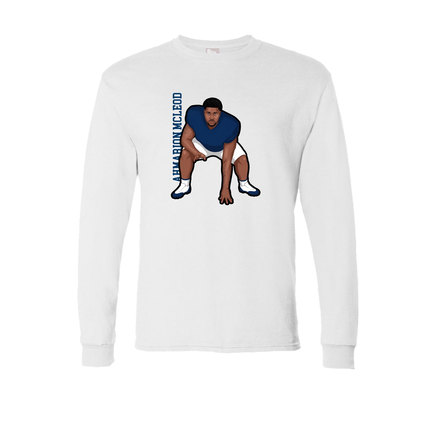 Long Sleeve Tee — Name Vertical in White