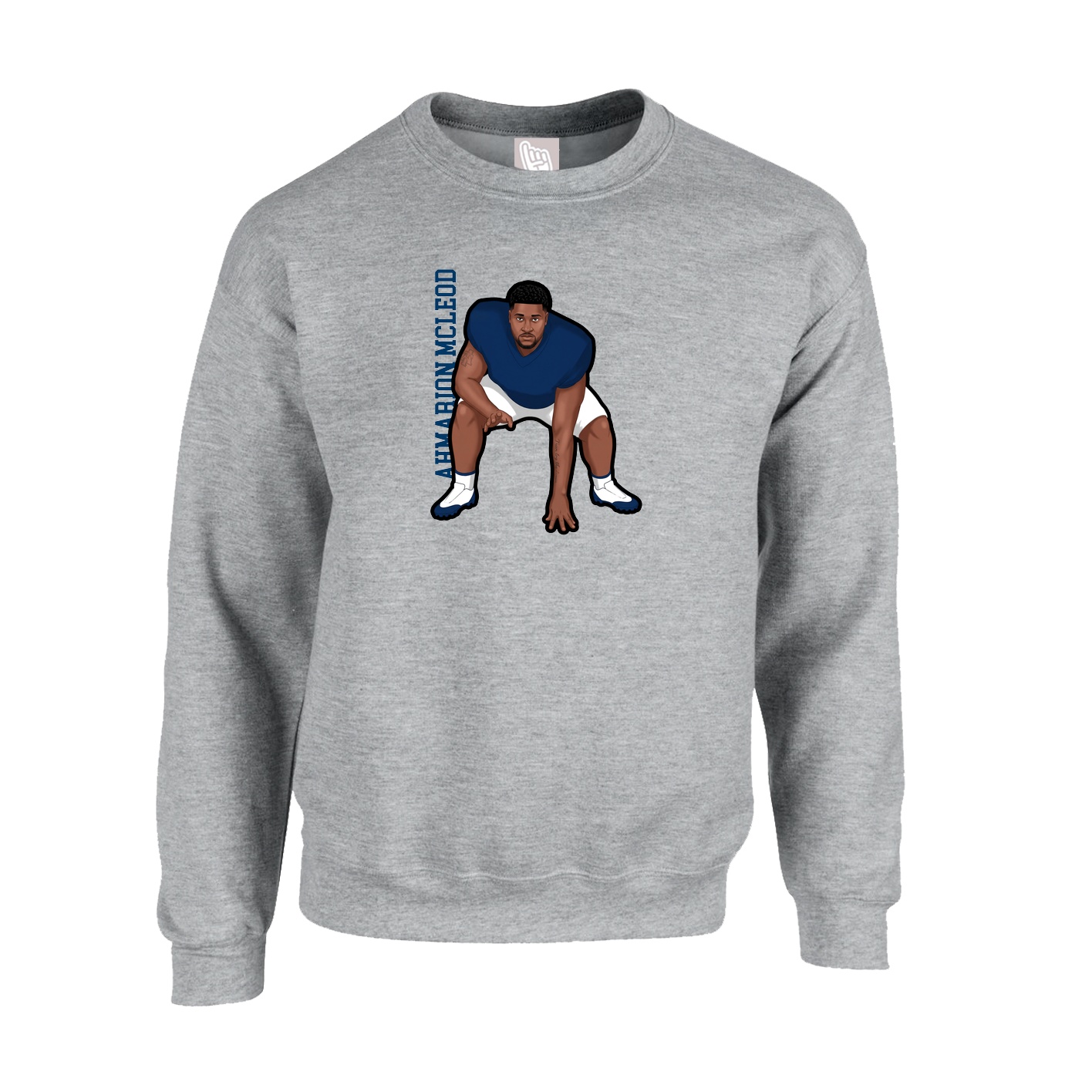 Fleece Crew — Name Vertical in Grey