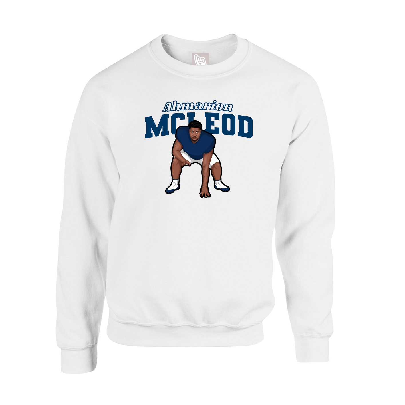 Fleece Crew — Name Arch in White