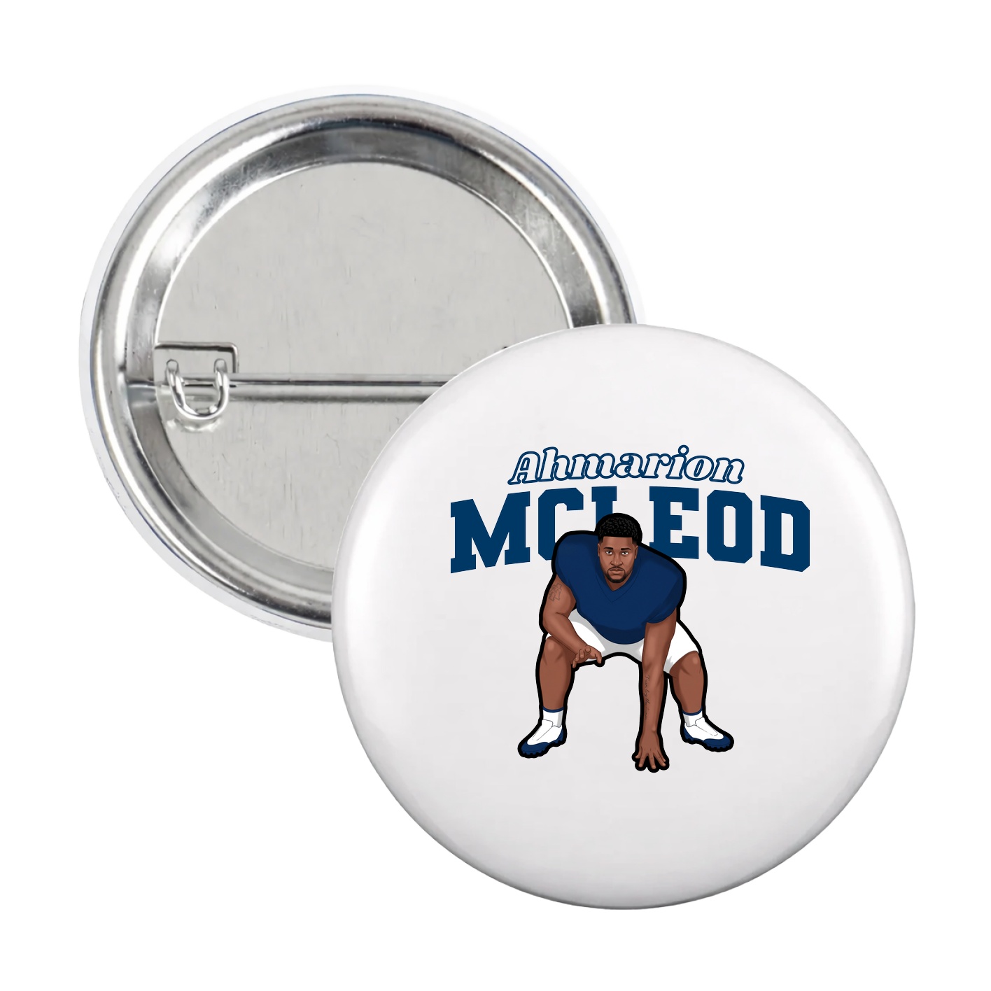 Game Day Button — Name Arch in White