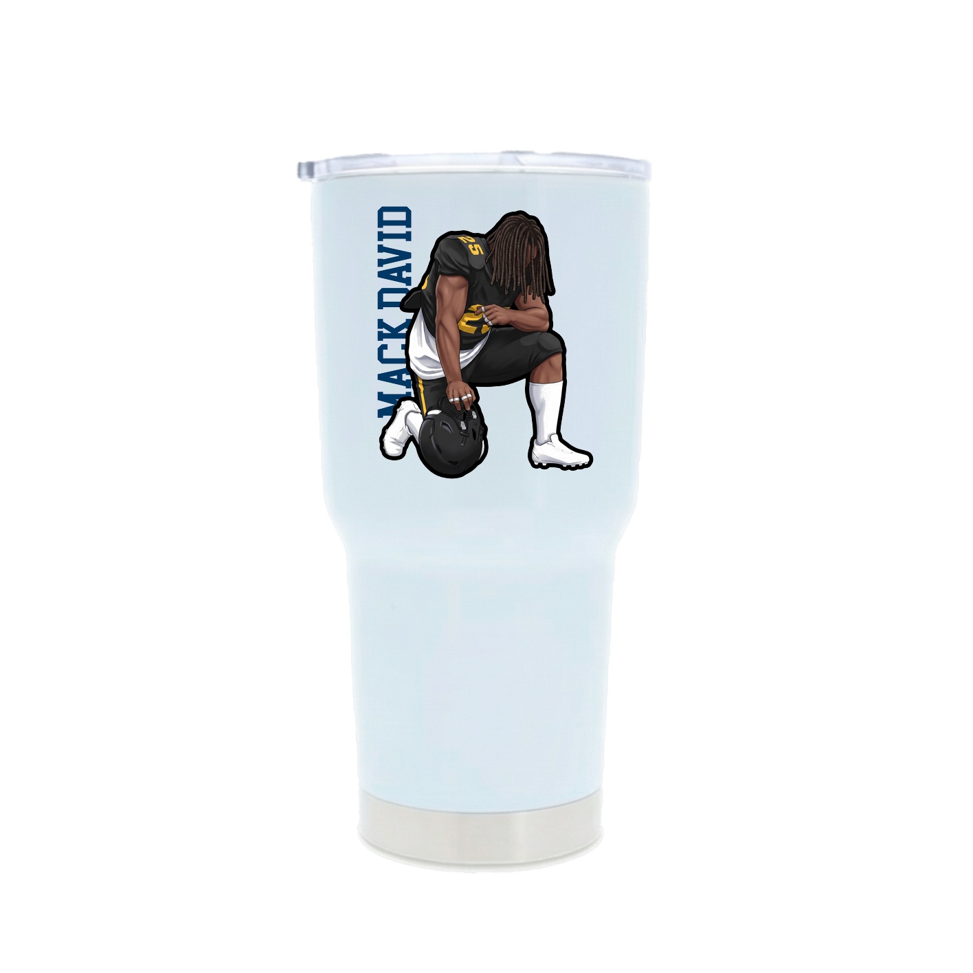 30oz Stainless Steel Tumbler — Name Vertical in White