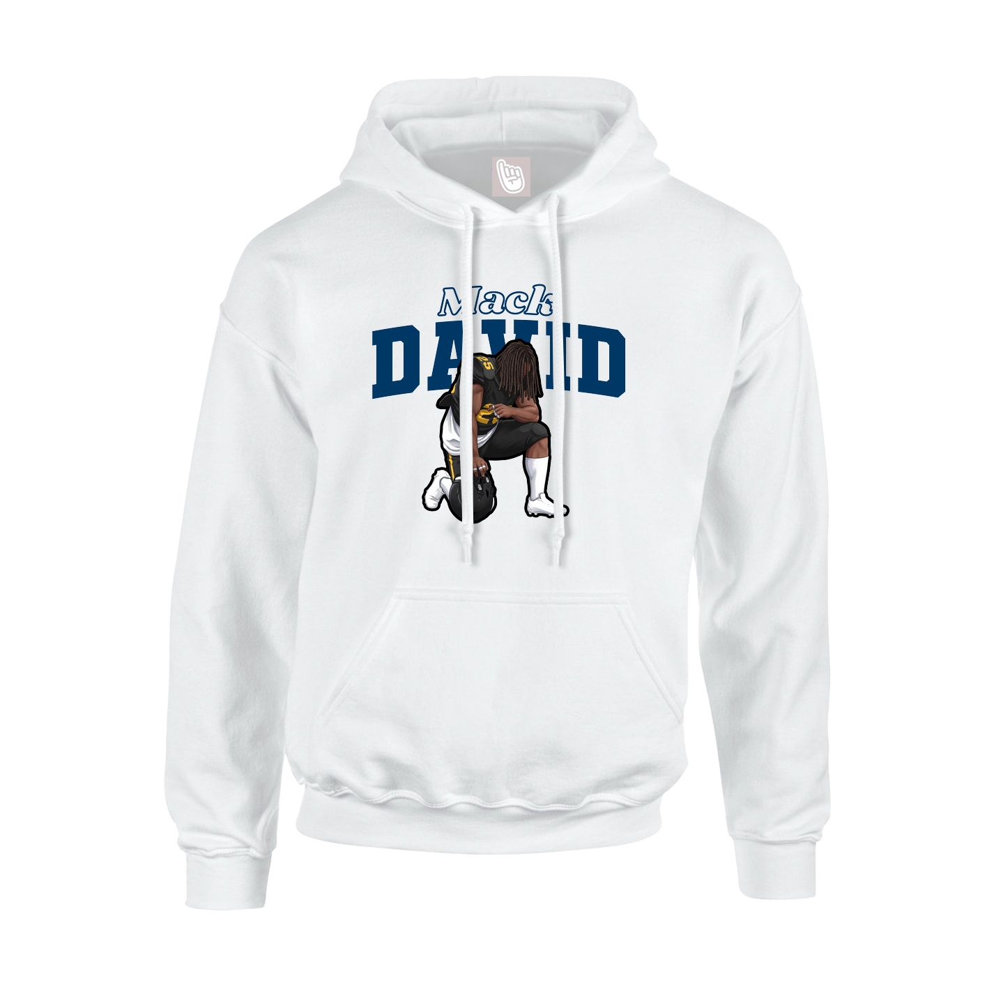 Youth Hoodie — Name Arch in White