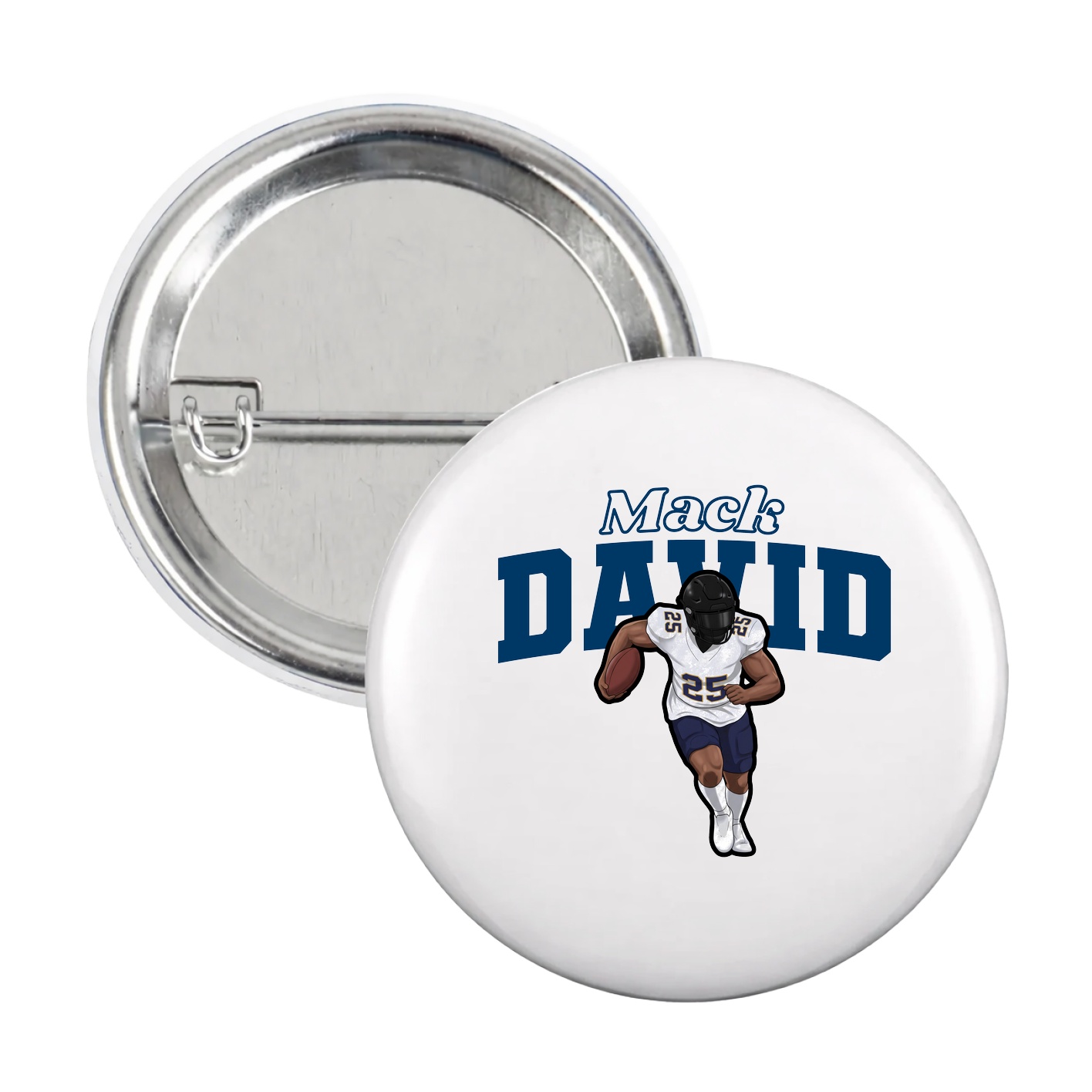 Game Day Button — Name Arch in White