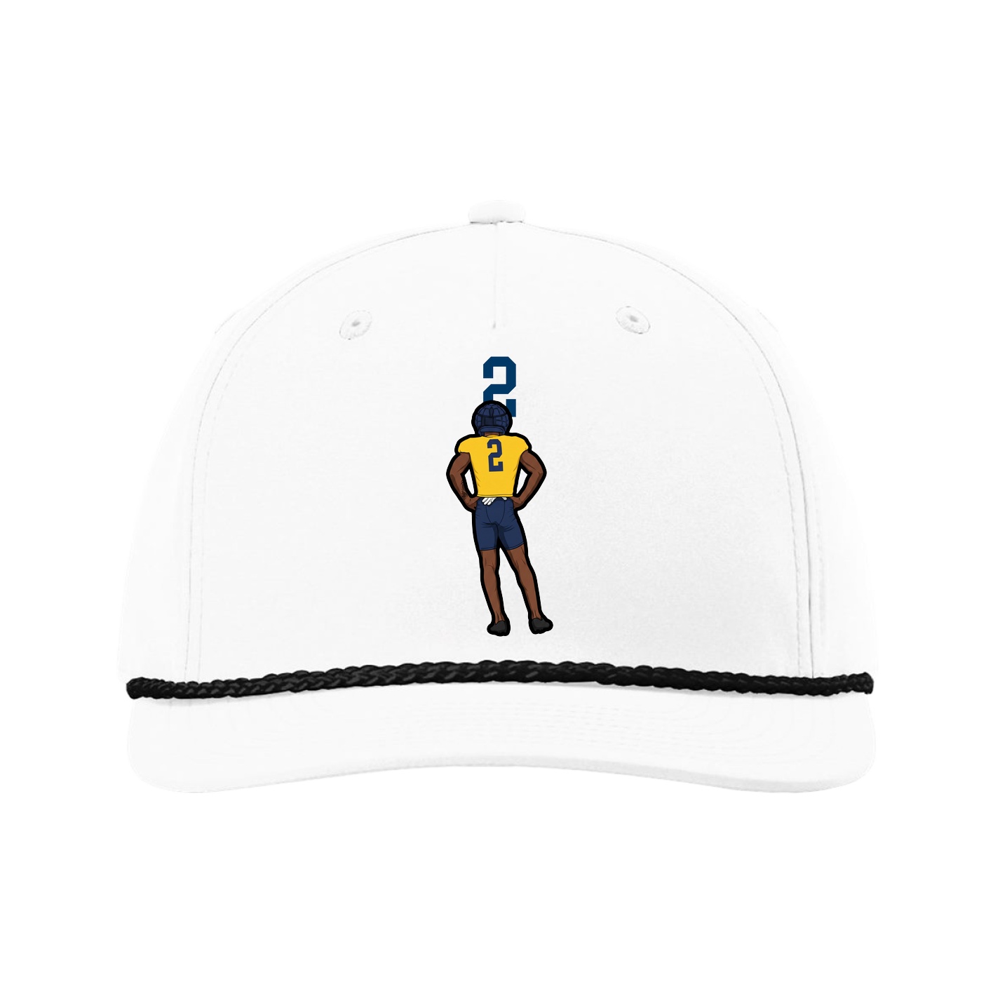 Five-Panel Classic Rope Cap — Number Top in White