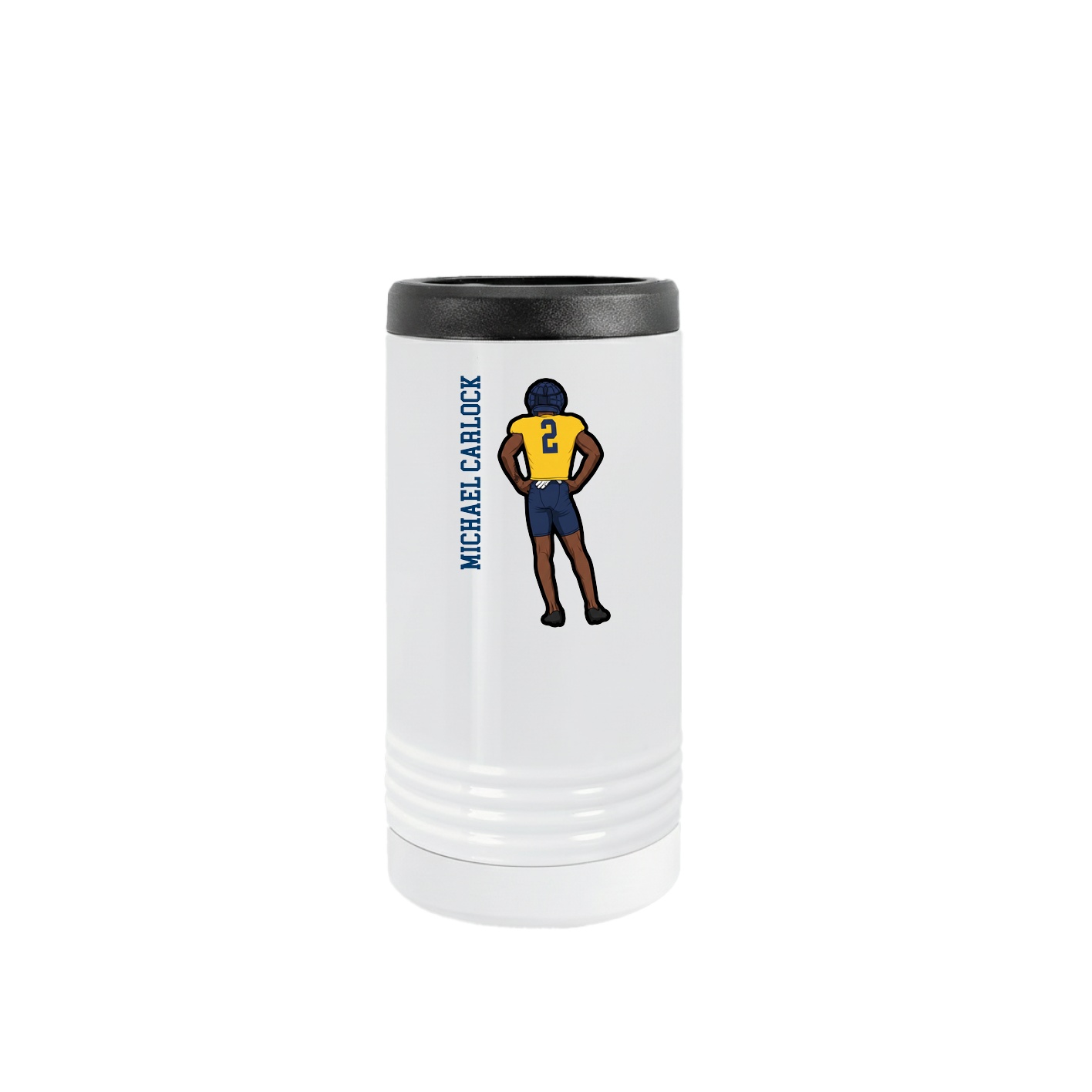 Slim Beverage Holder — Name Vertical in White