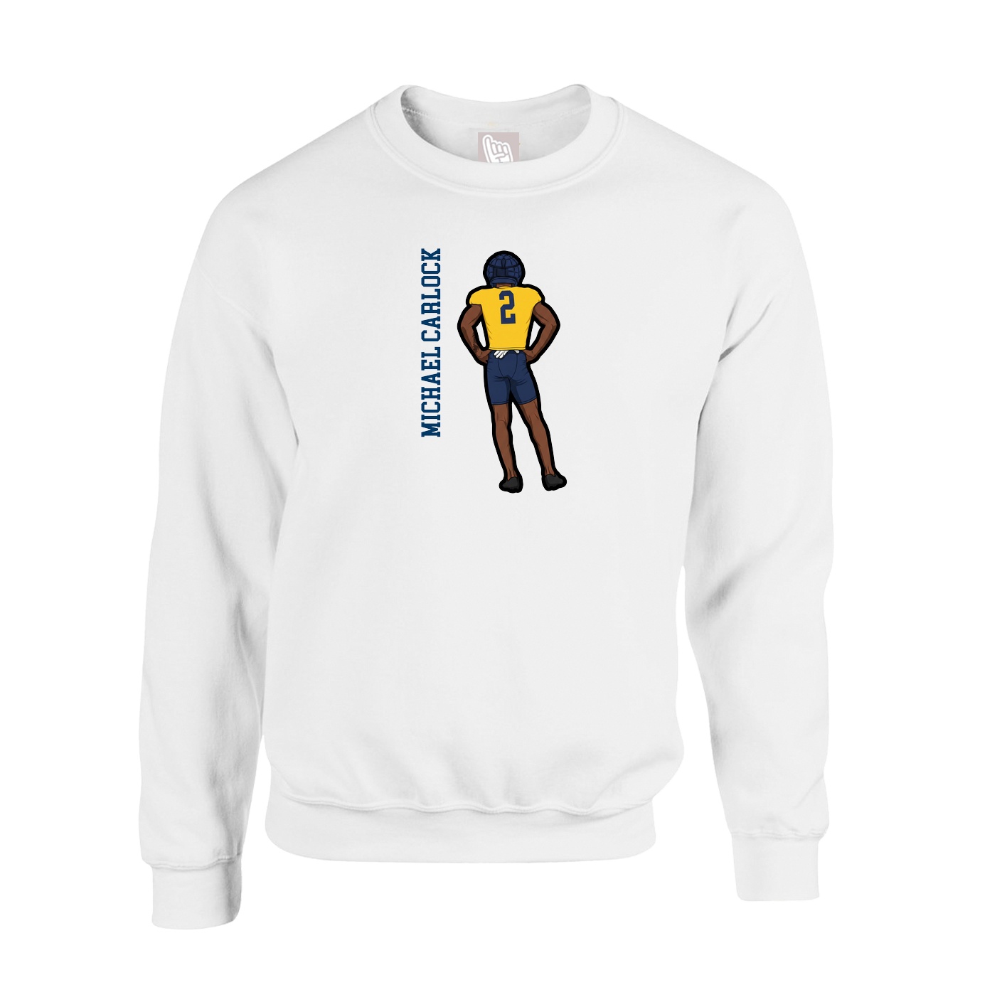 Fleece Crew — Name Vertical in White