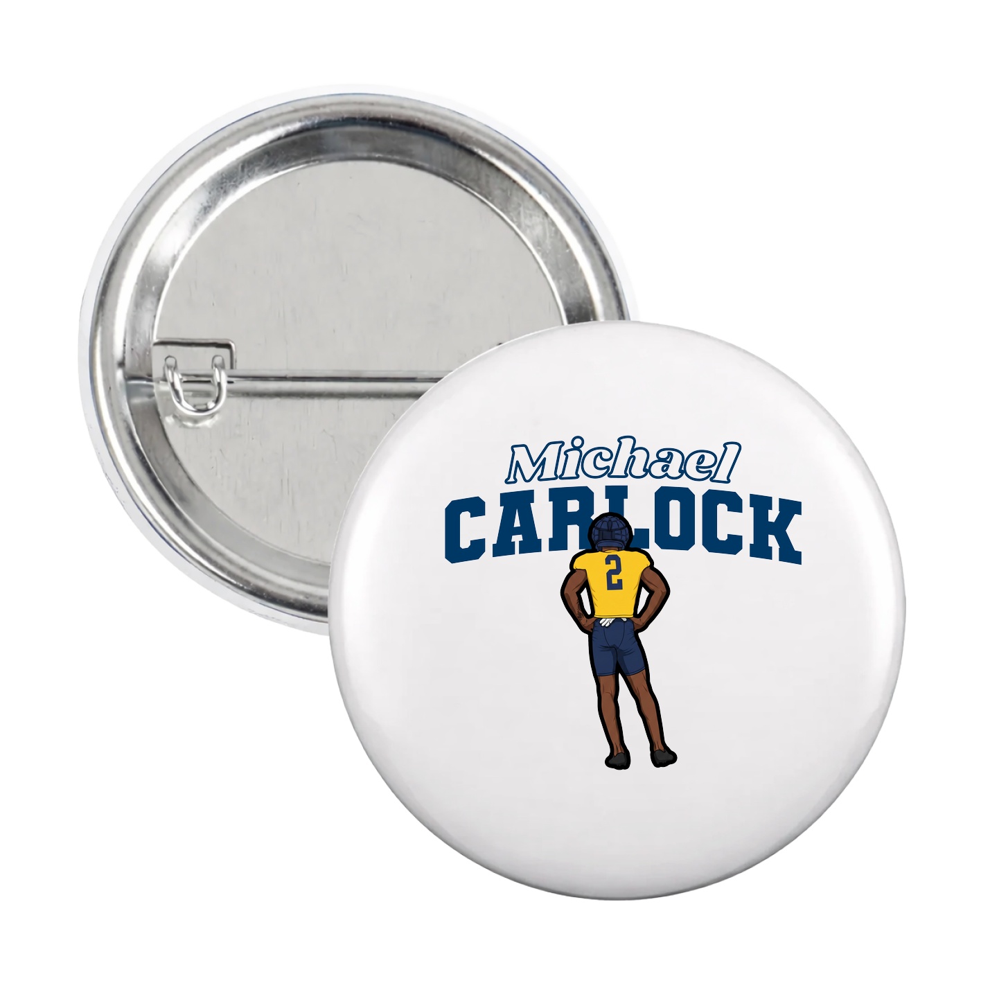 Game Day Button — Name Arch in White