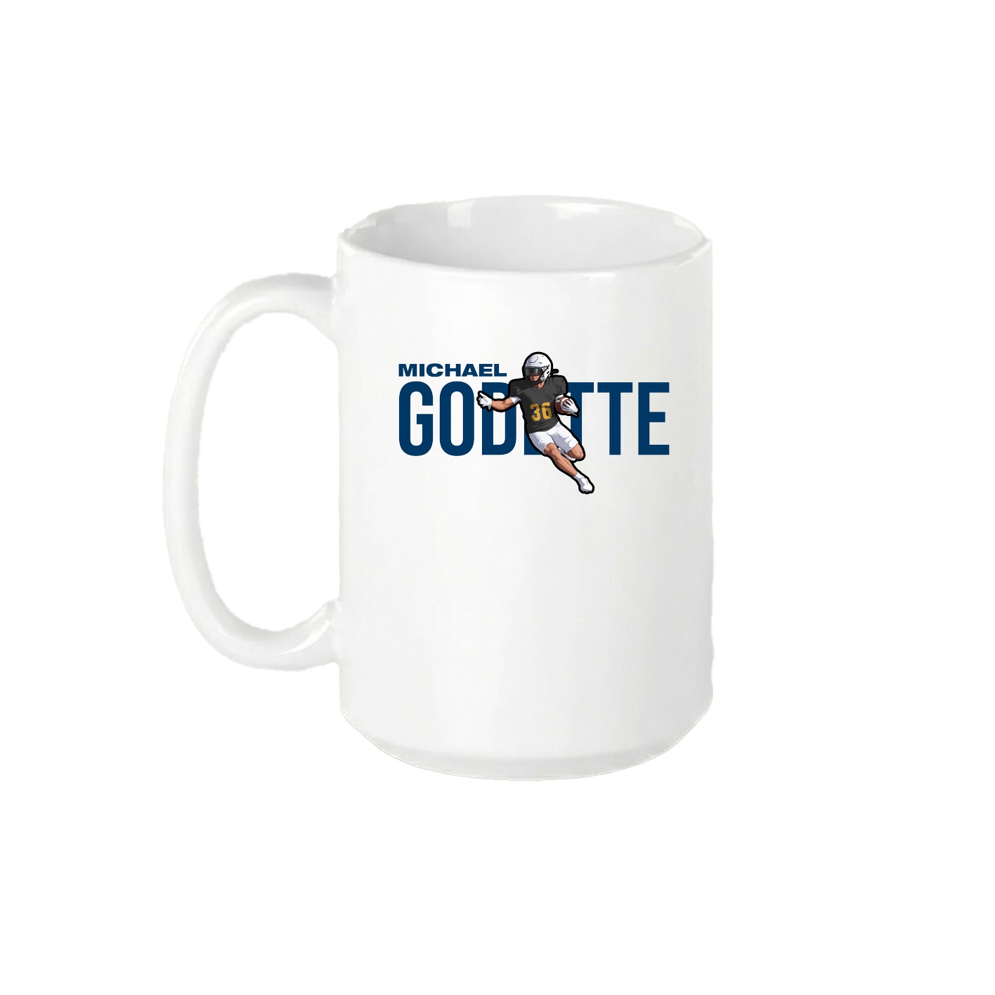 15oz Coffee Mug — Player Name in White