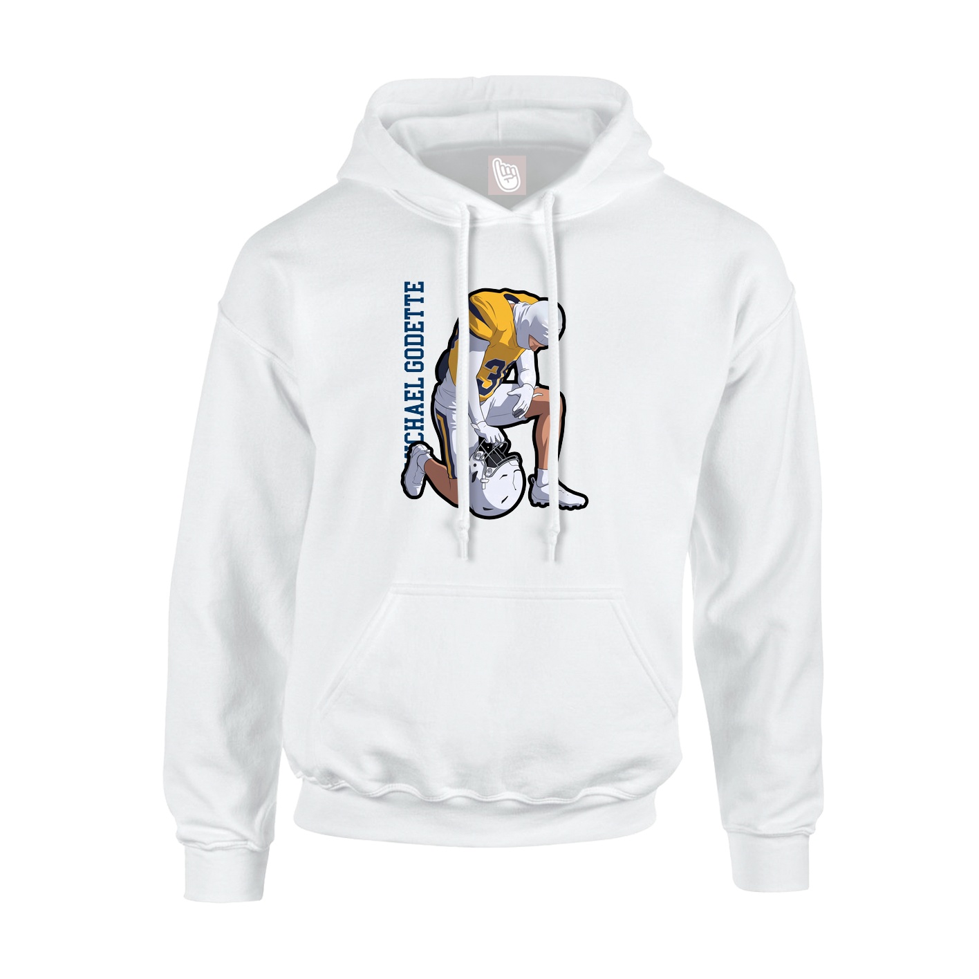 Youth Hoodie — Name Vertical in White