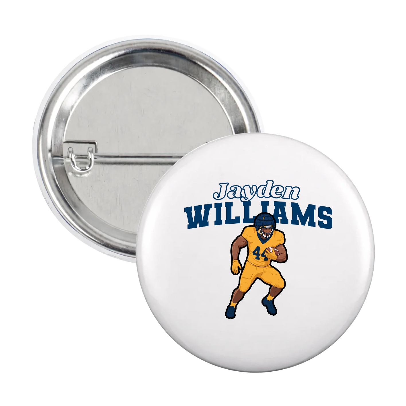 Game Day Button — Name Arch in White