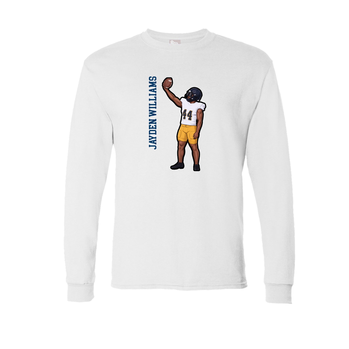 Long Sleeve Tee — Name Vertical in White