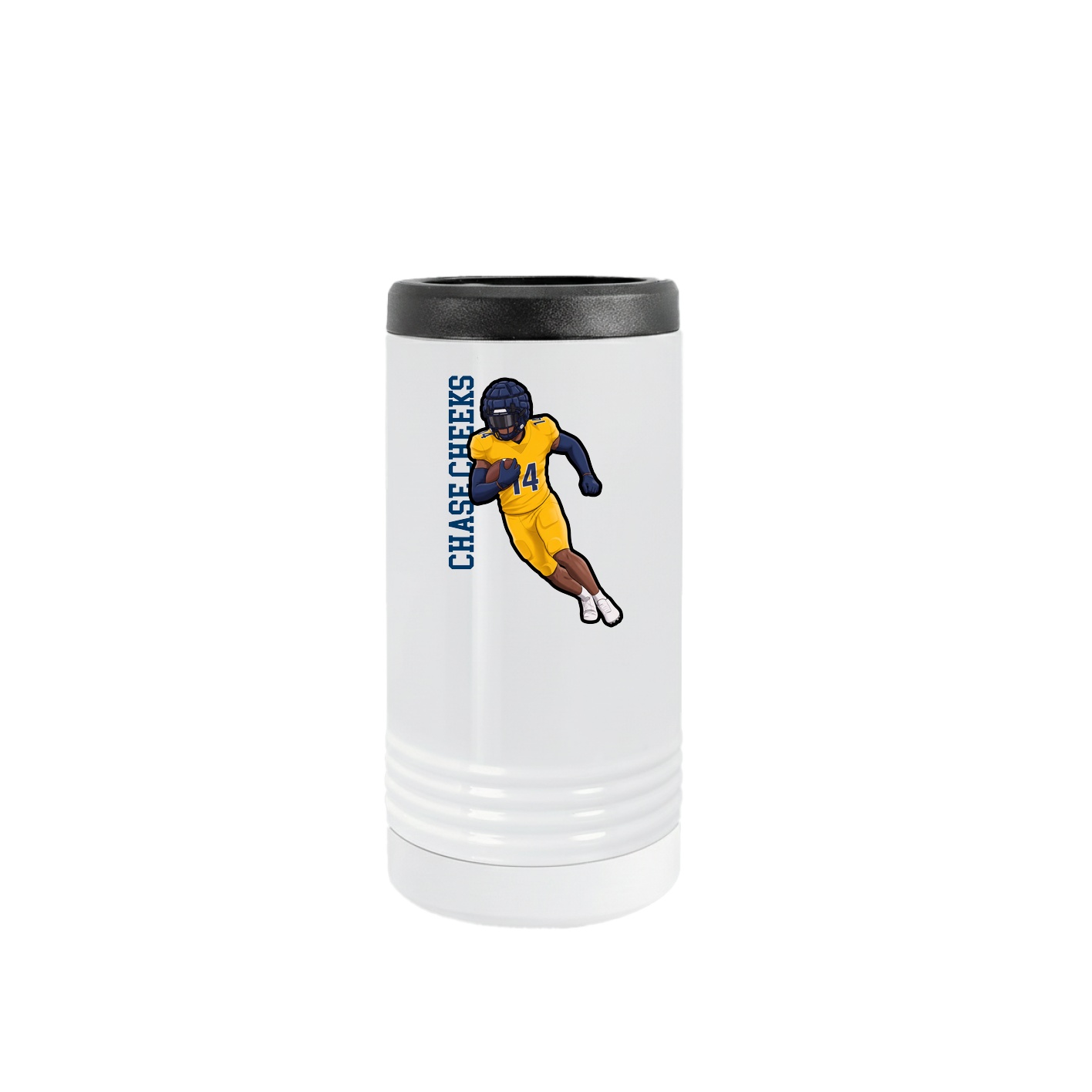 Slim Beverage Holder — Name Vertical in White