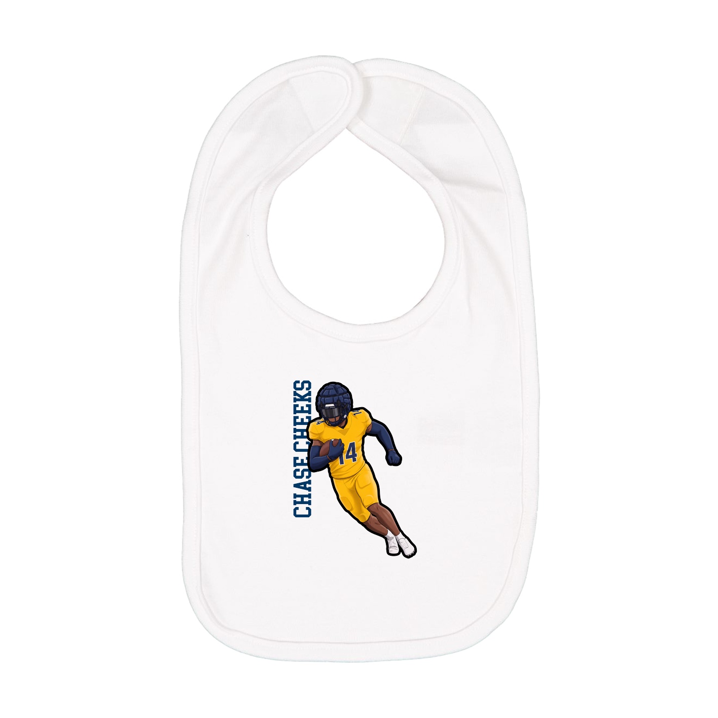 Infant Bib — Name Vertical in White