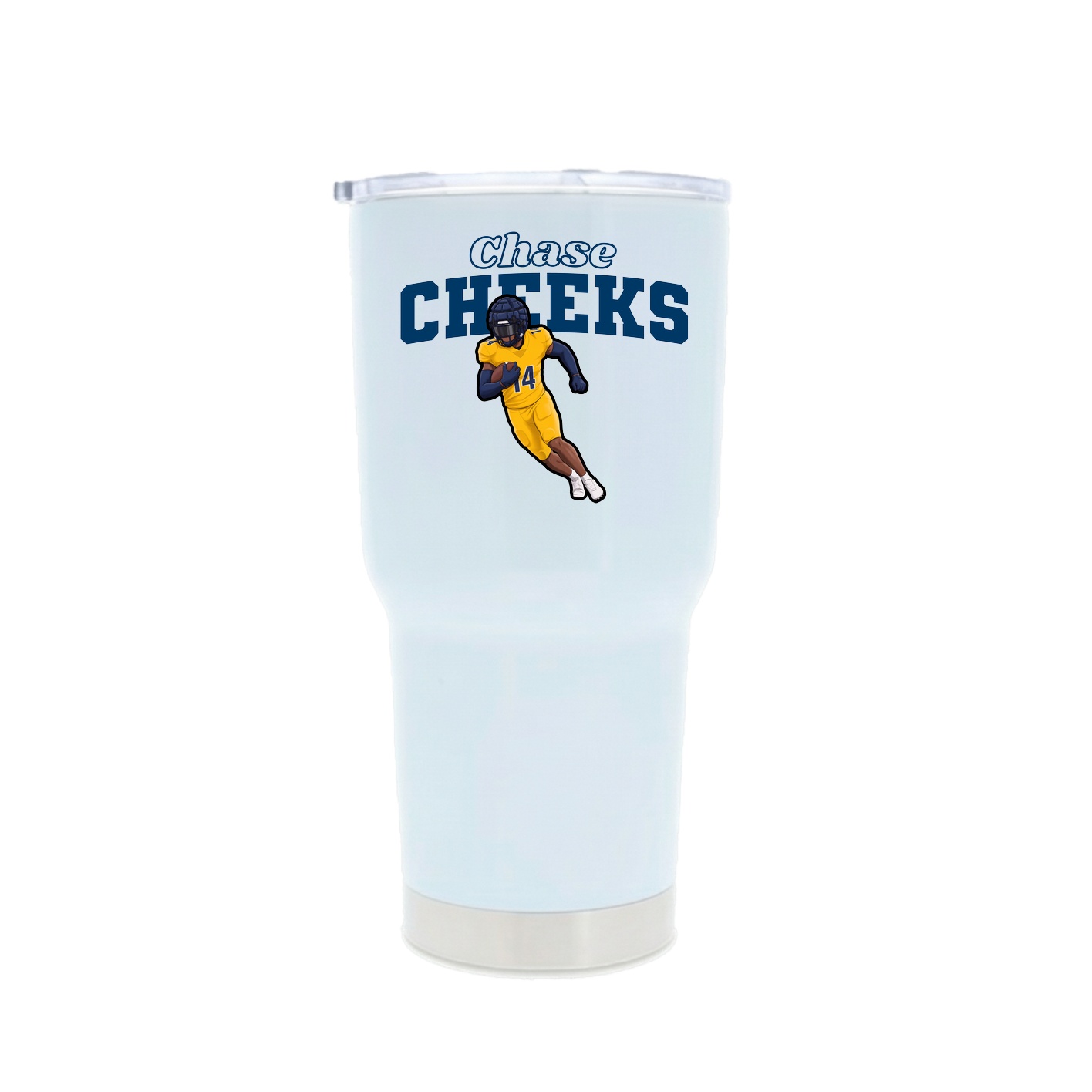 30oz Stainless Steel Tumbler — Name Arch in White