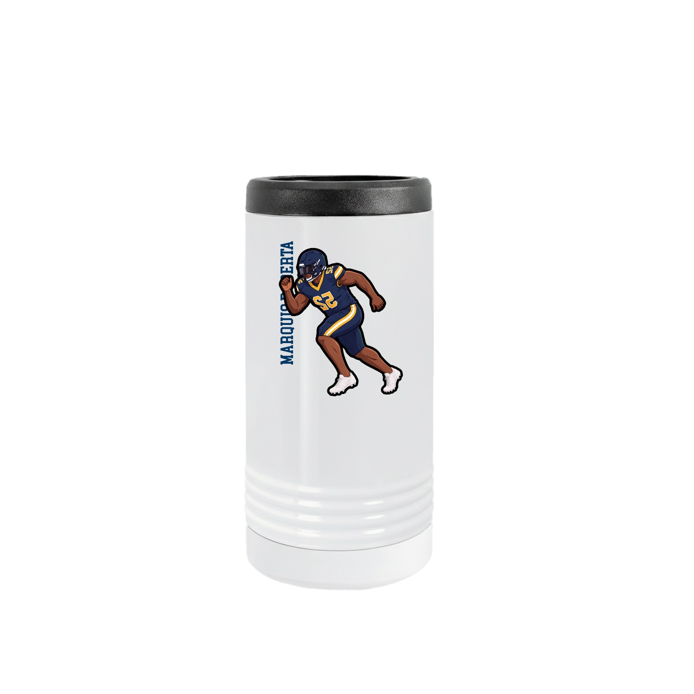 Slim Beverage Holder — Name Vertical in White