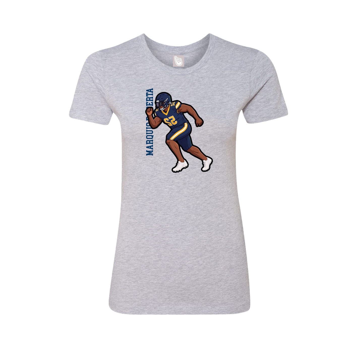 Fitted Women's Tee — Name Vertical in Grey