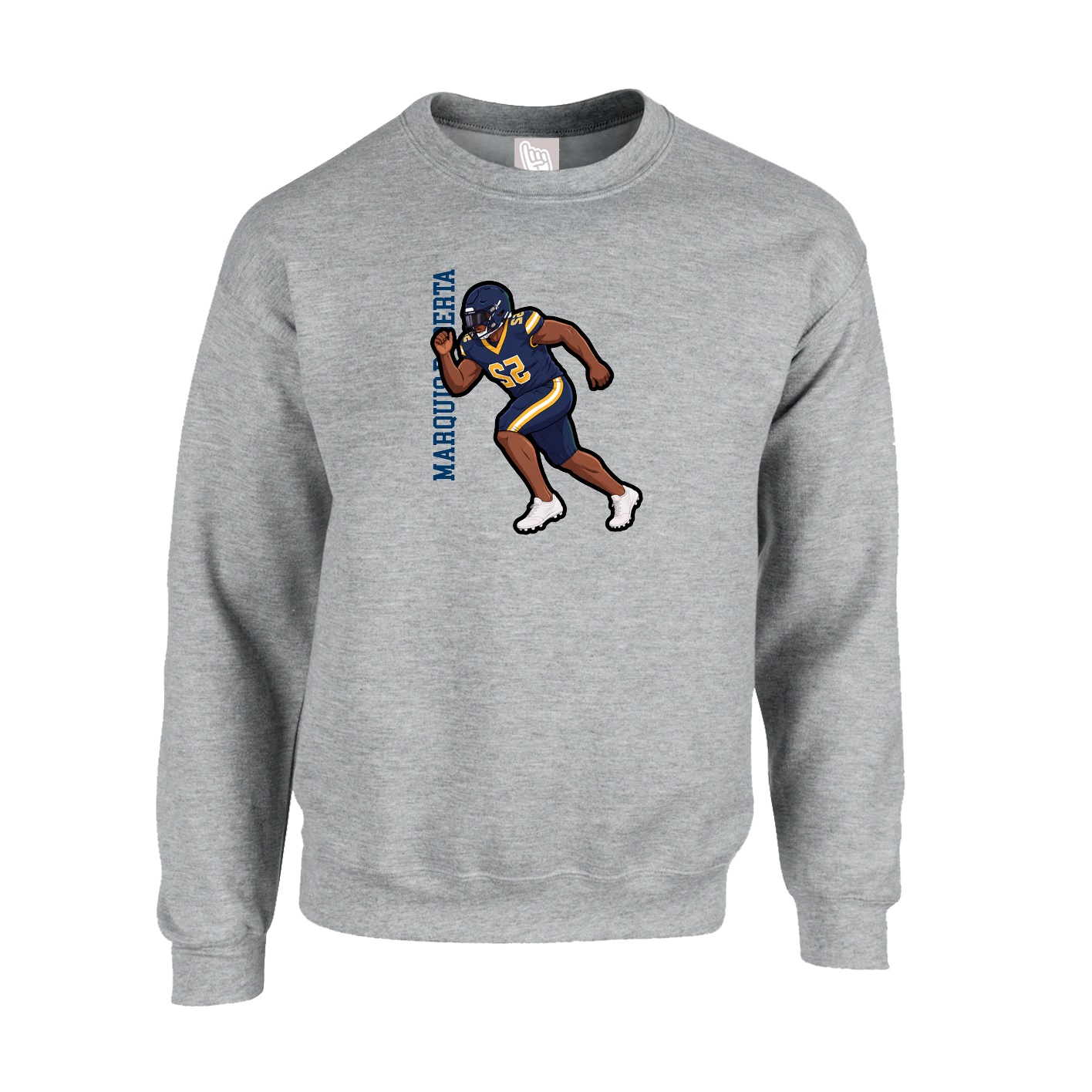 Fleece Crew — Name Vertical in Grey