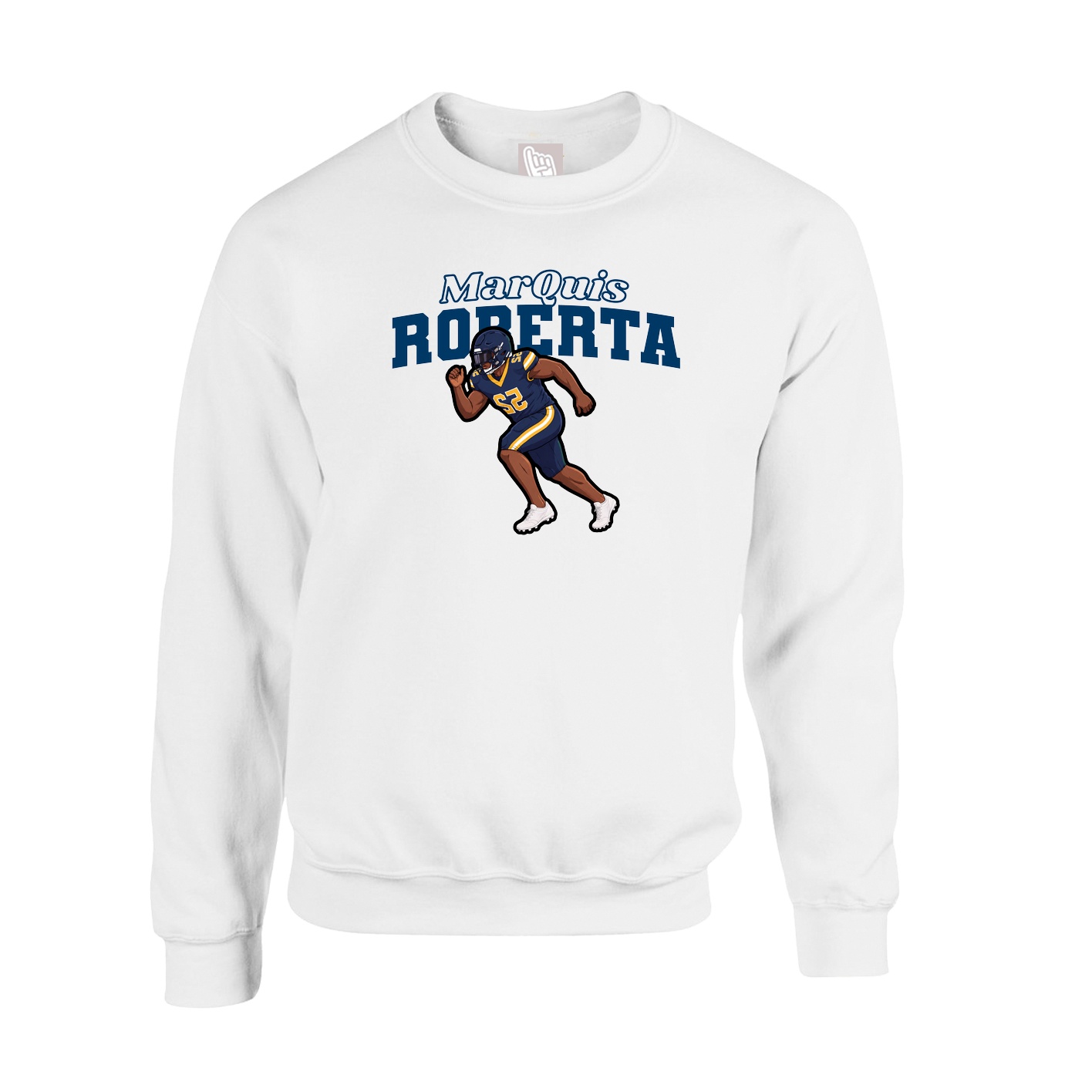 Fleece Crew — Name Arch in White