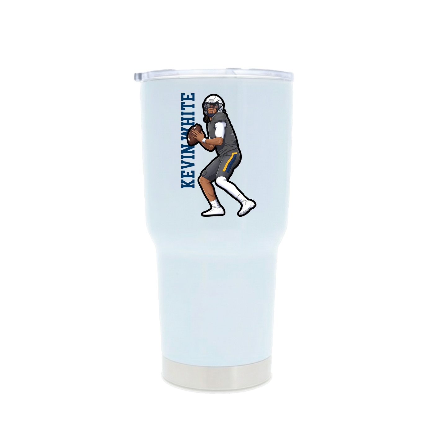 30oz Stainless Steel Tumbler — Name Vertical in White