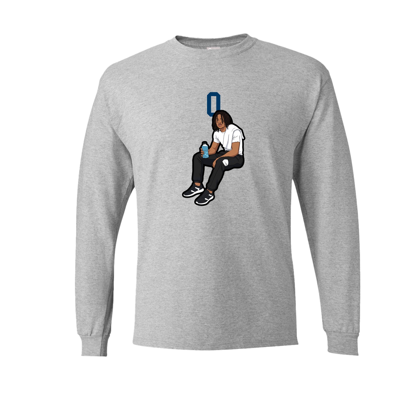 Long Sleeve Tee — Number Top in Grey