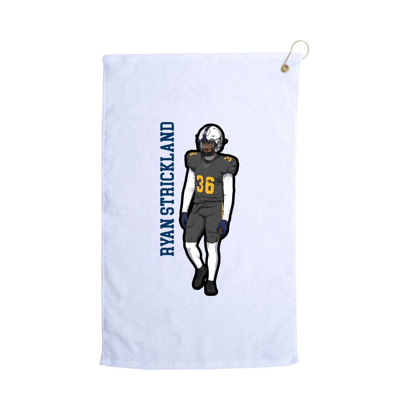 Golf Towel — Name Vertical in White