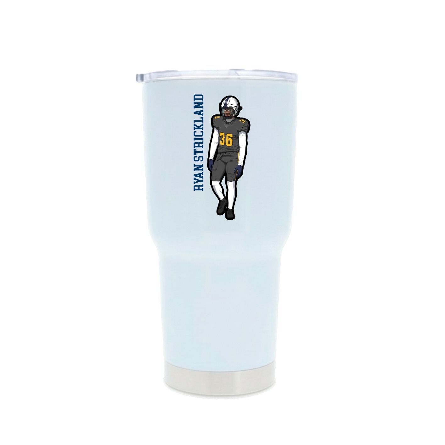 30oz Stainless Steel Tumbler — Name Vertical in White