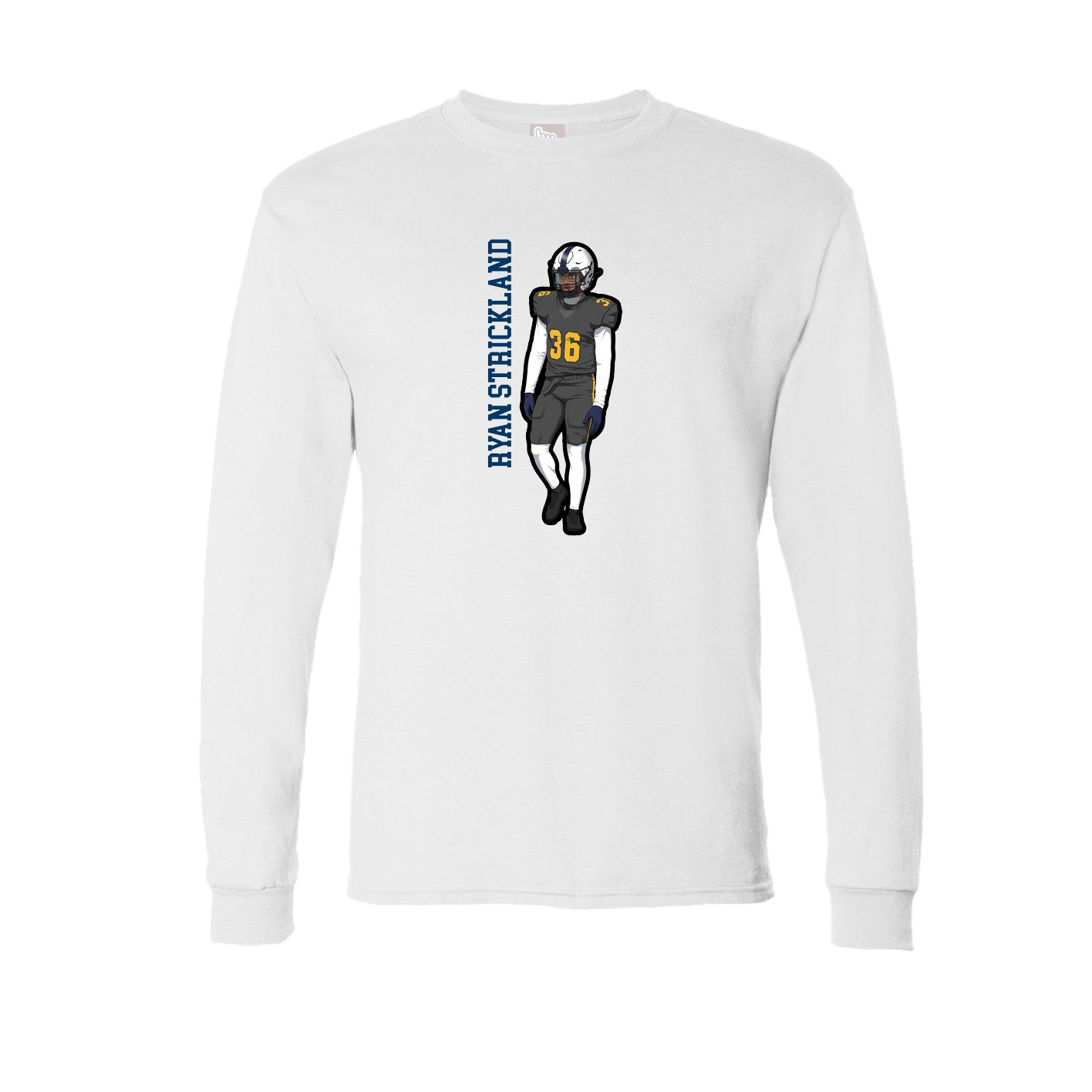 Long Sleeve Tee — Name Vertical in White