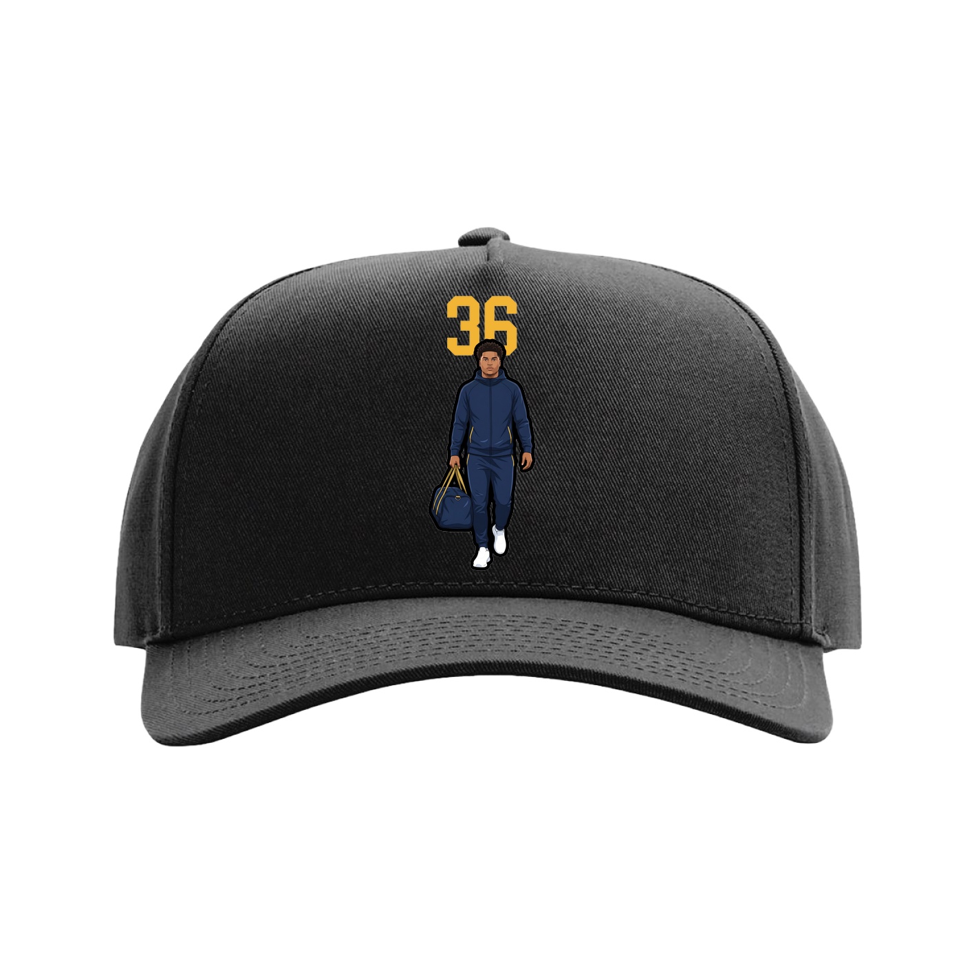 Full Fabric Five-Panel Champ Cap — Number Top in Black