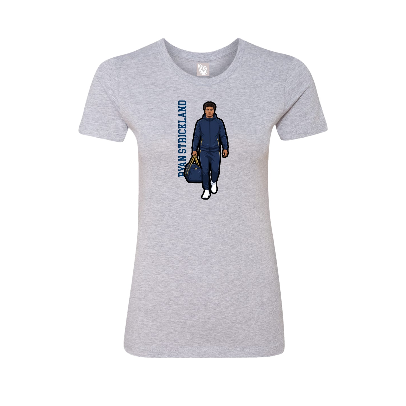 Fitted Women's Tee — Name Vertical in Grey
