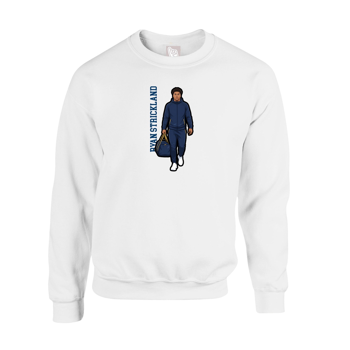 Fleece Crew — Name Vertical in White