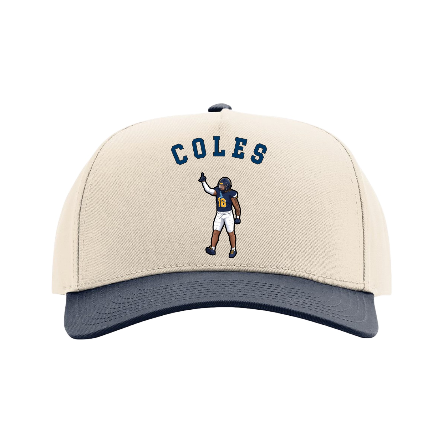 Full Fabric Five-Panel Champ Cap — Shirsey Arch in Cream/Navy