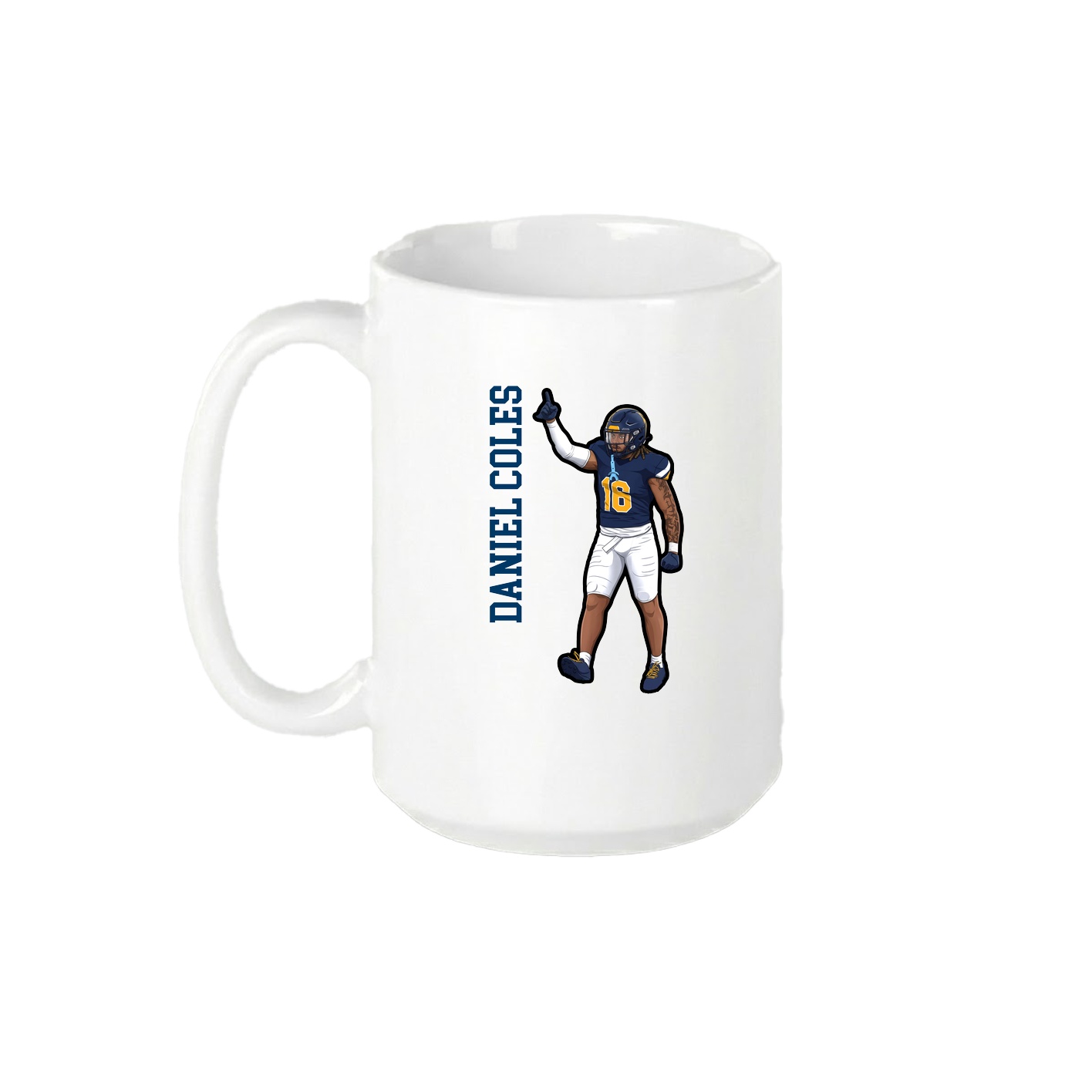 15oz Coffee Mug — Name Vertical in White