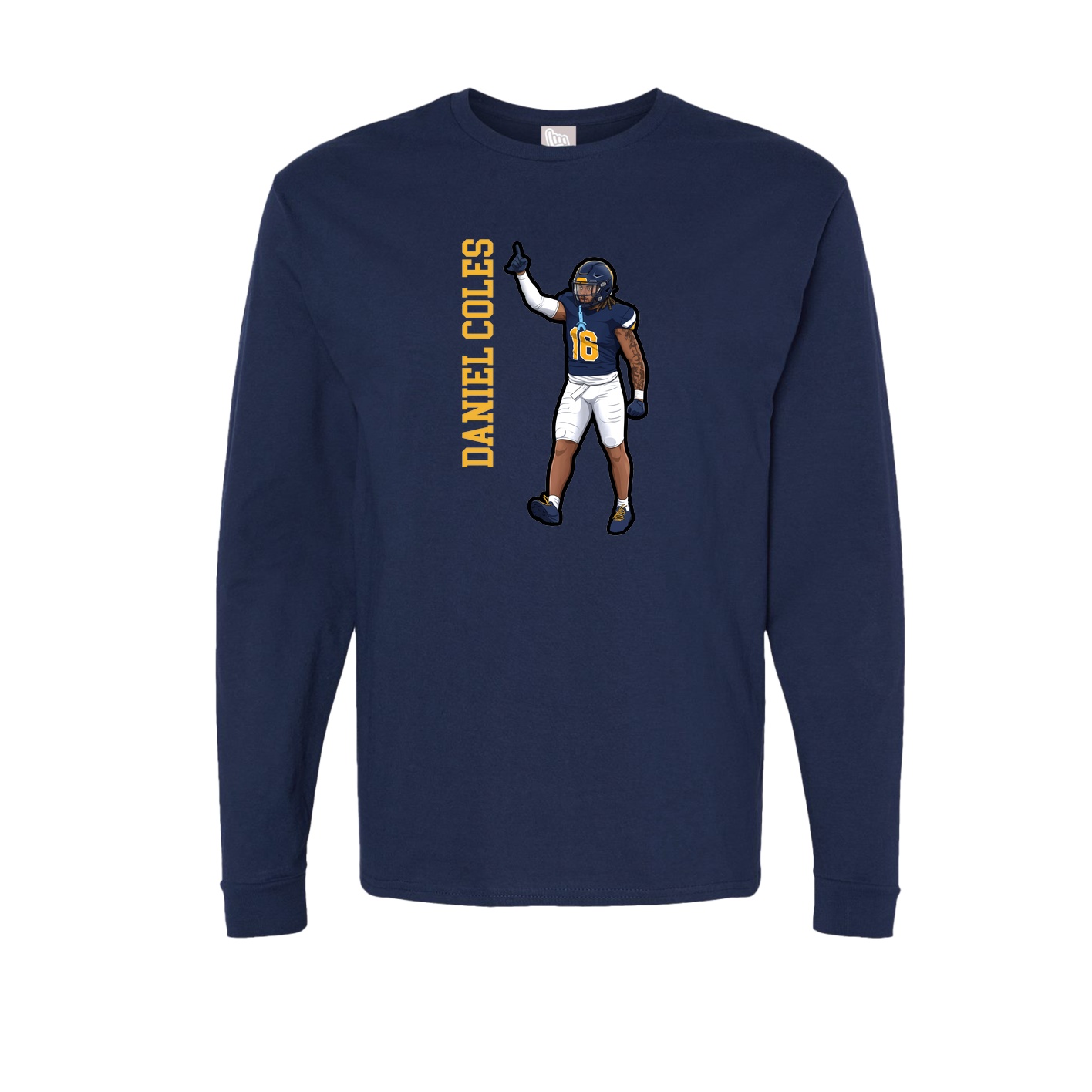 Long Sleeve Tee — Name Vertical in Navy